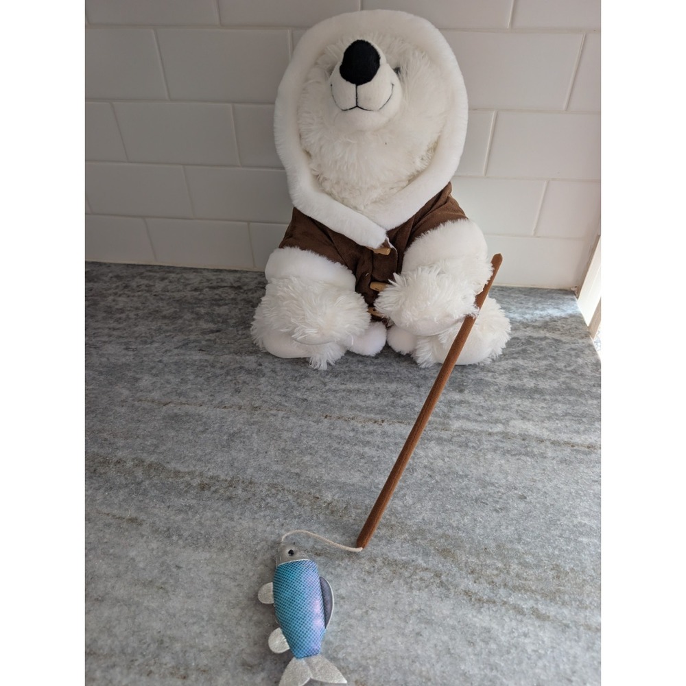 Build a Bear Mama Eskimo Polar Bear w/Ice Fishing Pole